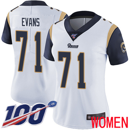 Los Angeles Rams Limited White Women Bobby Evans Road Jersey NFL Football 71 100th Season Vapor Untouchable